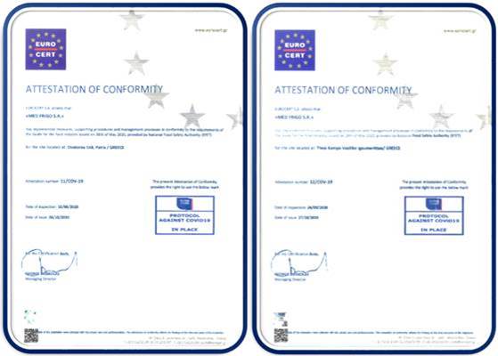 Certification of COVID - 19 procedures
